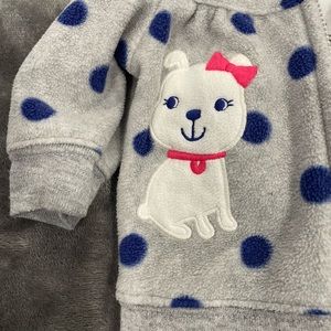 New Born sherpa lined hoodie with blue polka dots